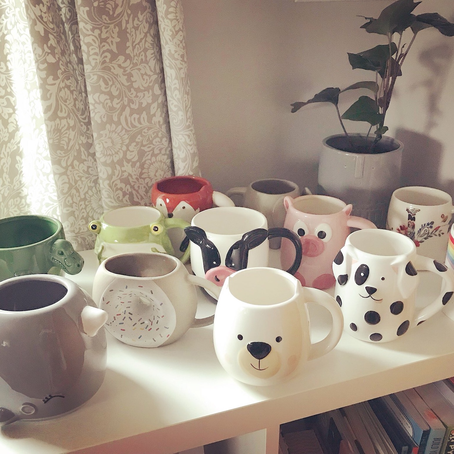 Photo of a large animal mug collection