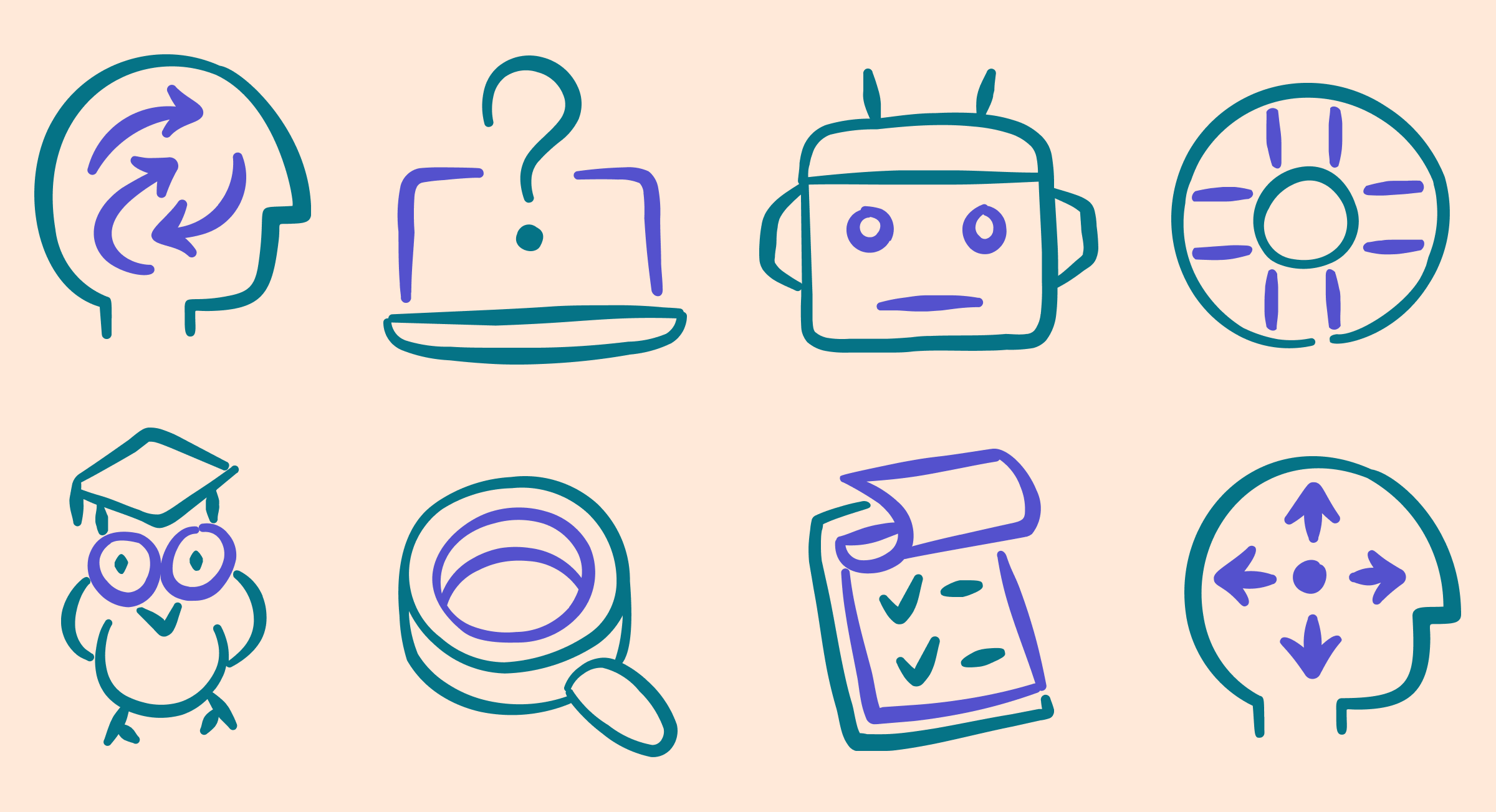 AI related roughly drawn icons